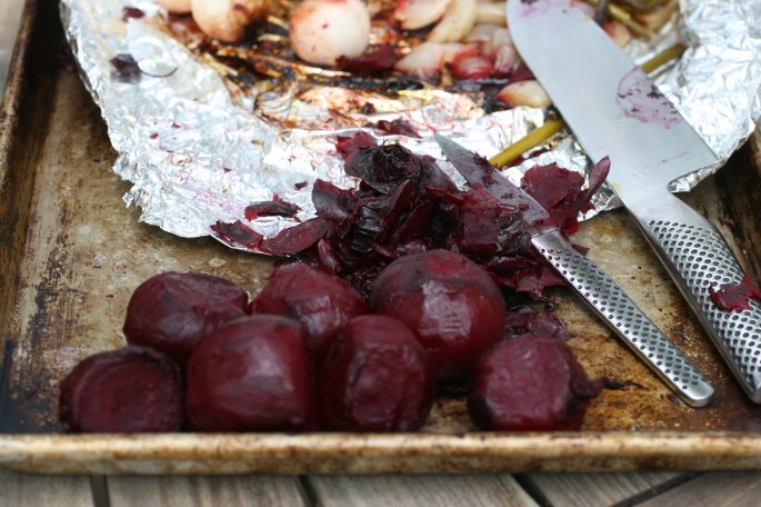 peeling beets