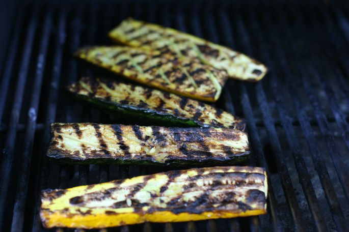 grilling the zucchini