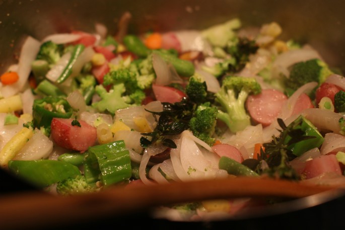 add quick cooking veggies