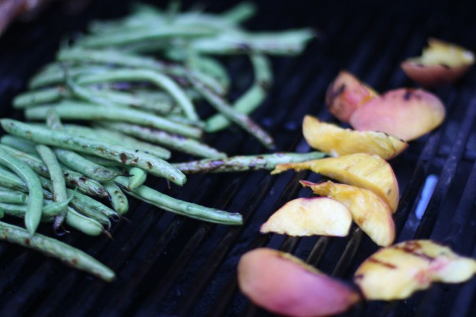 Grilling Beans and Peaches