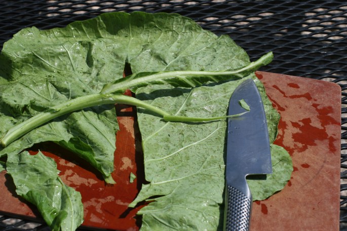 De-stem collards