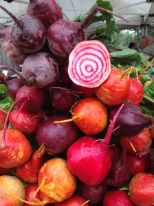 Beets with cut Chioggia Beet